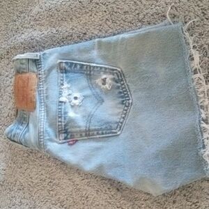 Levi's Light Blue Distressed Denim Skirt